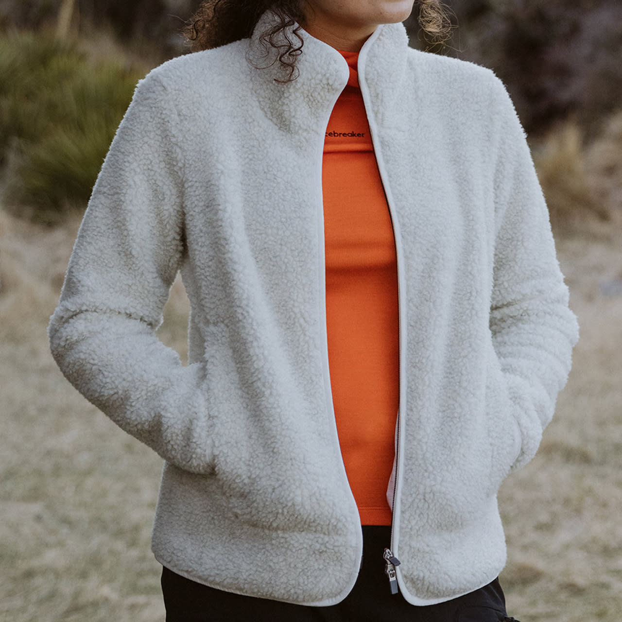 icebreaker Fleece jacket REALFLEECE™ in merino wool in ecru