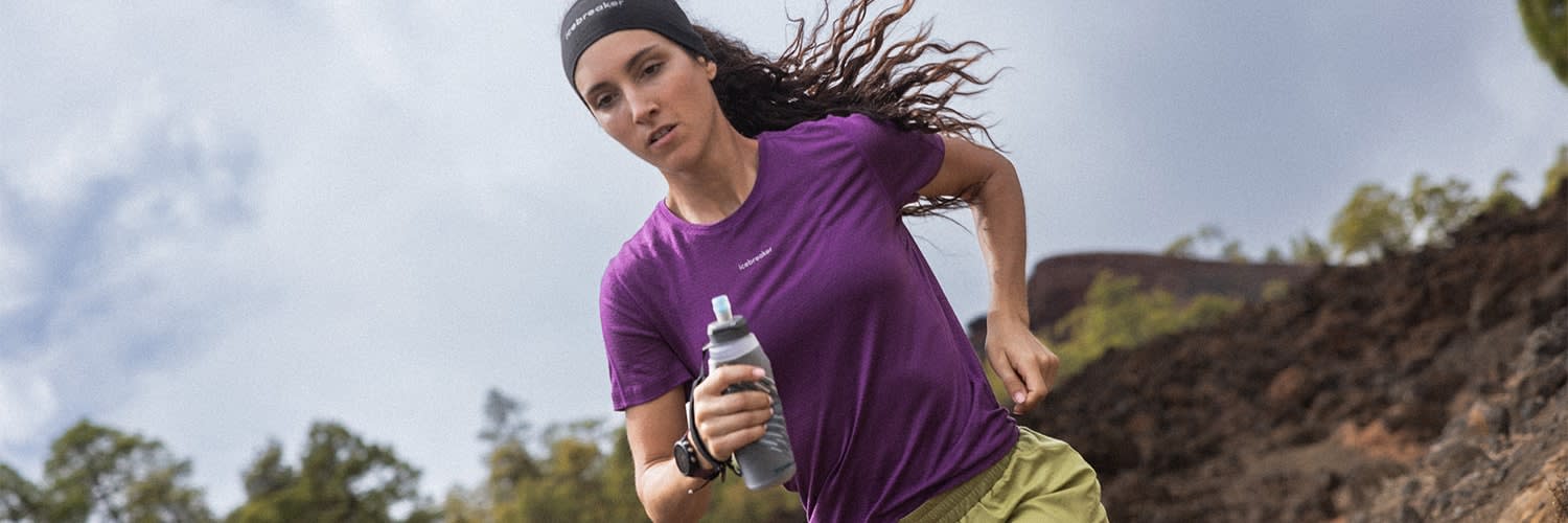 Woman running an icebreaker cool-lite merino t-shirt