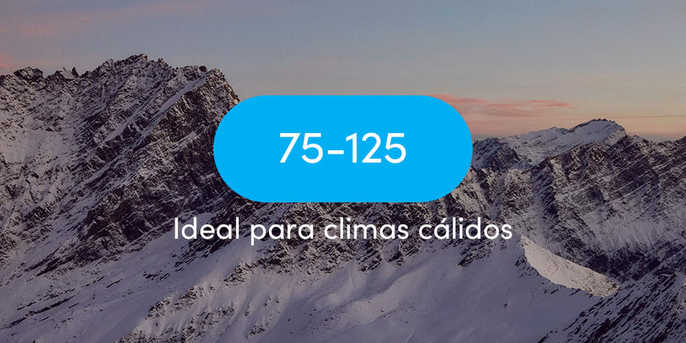 Warmthscale 75 - 125. Best for warm to hot conditions.
