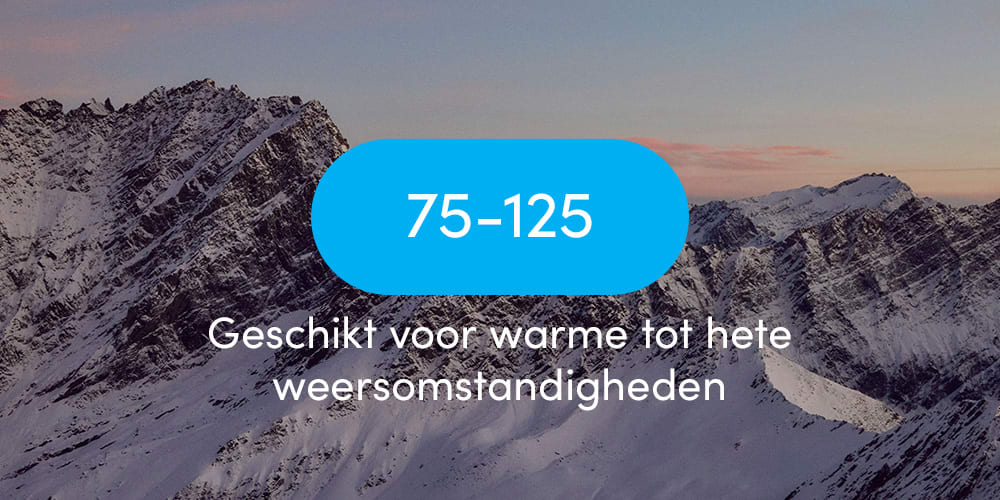 Warmthscale 75 - 125. Best for warm to hot conditions.