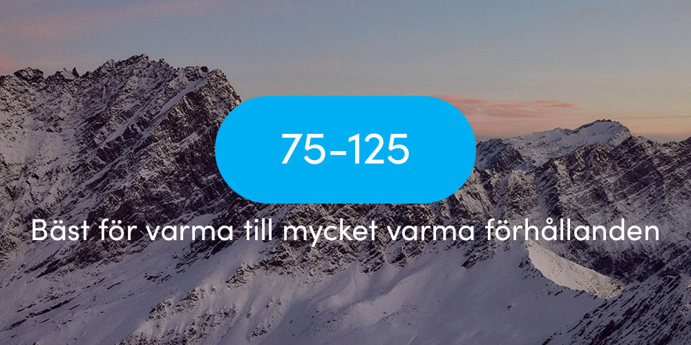 Warmthscale 75 - 125. Best for warm to hot conditions.