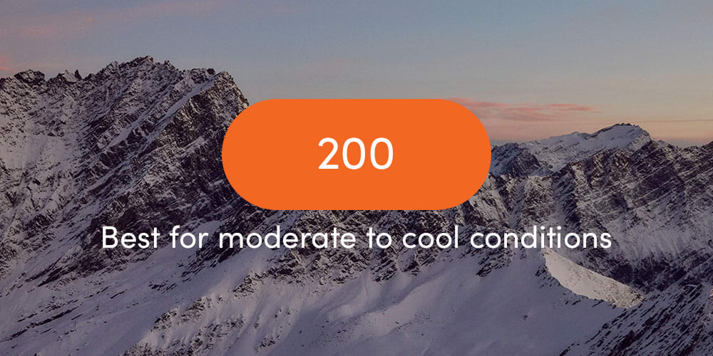 Warmthscale 200 - best for moderate to cool conditions.
