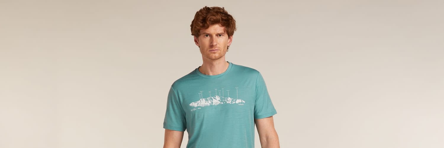 Man wearing an icebreaker tech lite merino t-shirt