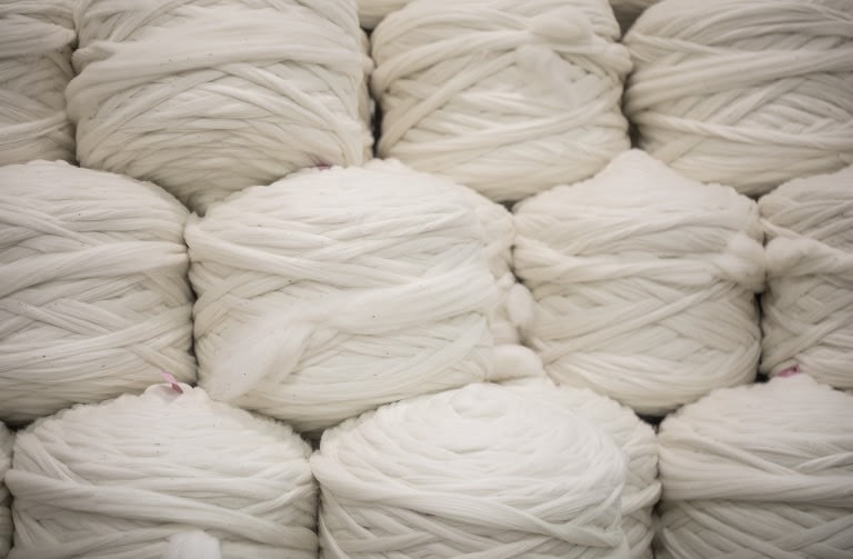 Stack of merino wool fiber bundles