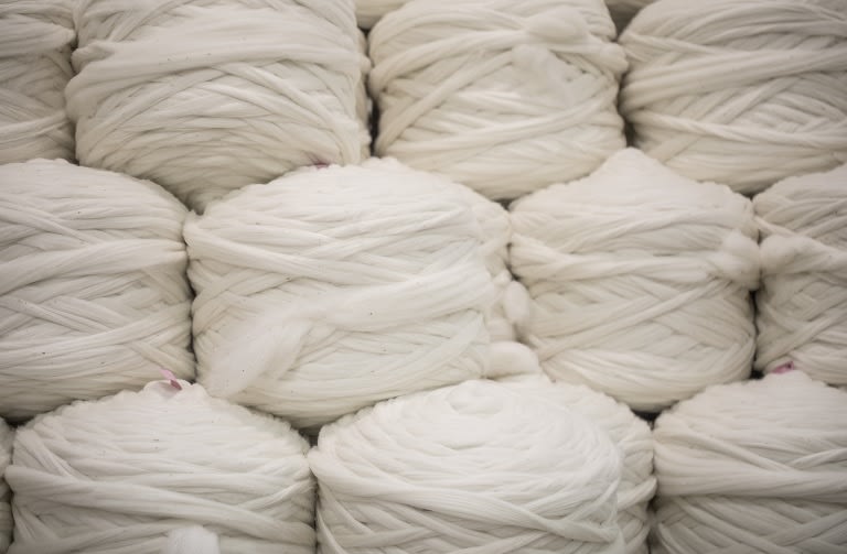 Stack of merino wool fibre bundles