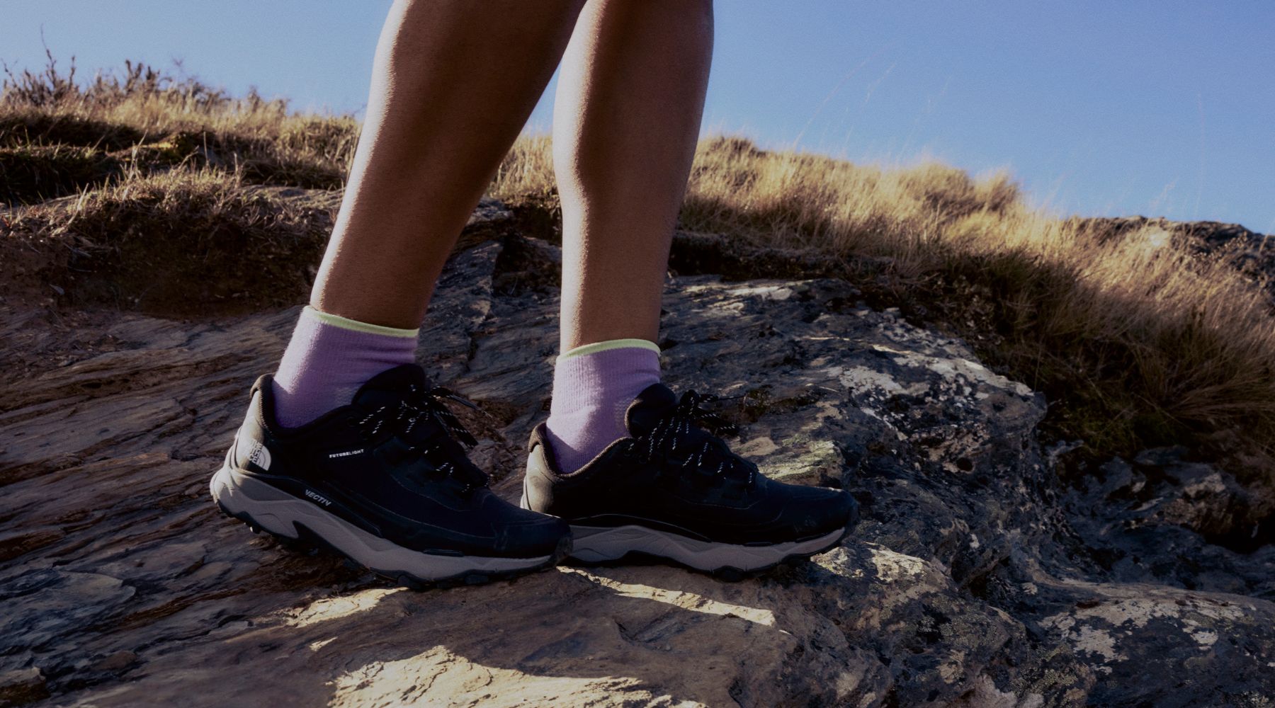 A person wearing merino wool socks